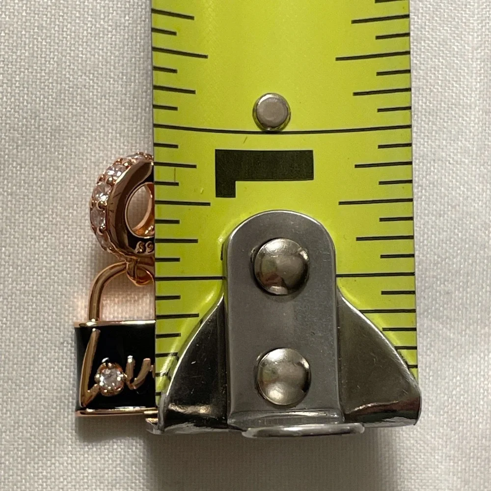 Bracelet Charm Rose Gold Love Lock with Rhinestones